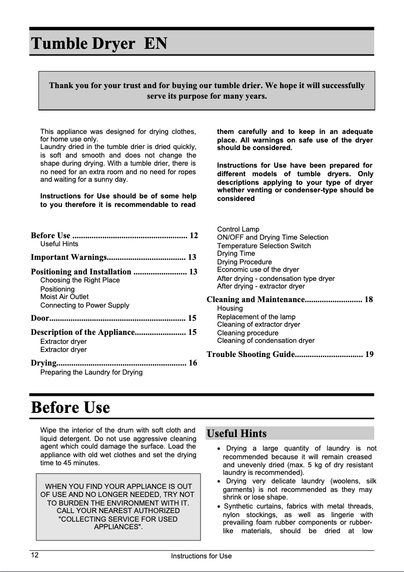 Page n°1 - Manuel utilisateur Gorenje WT622