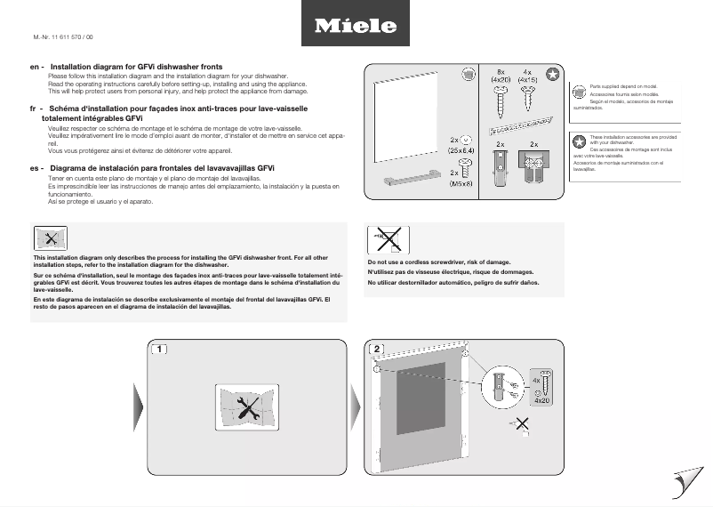 Page 1 de la notice Manuel utilisateur Miele PG 8080 U