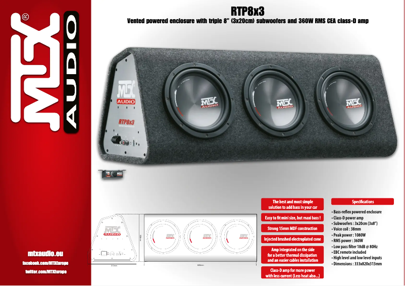 Page n°1 - Fiche technique MTX Audio RTP8x3