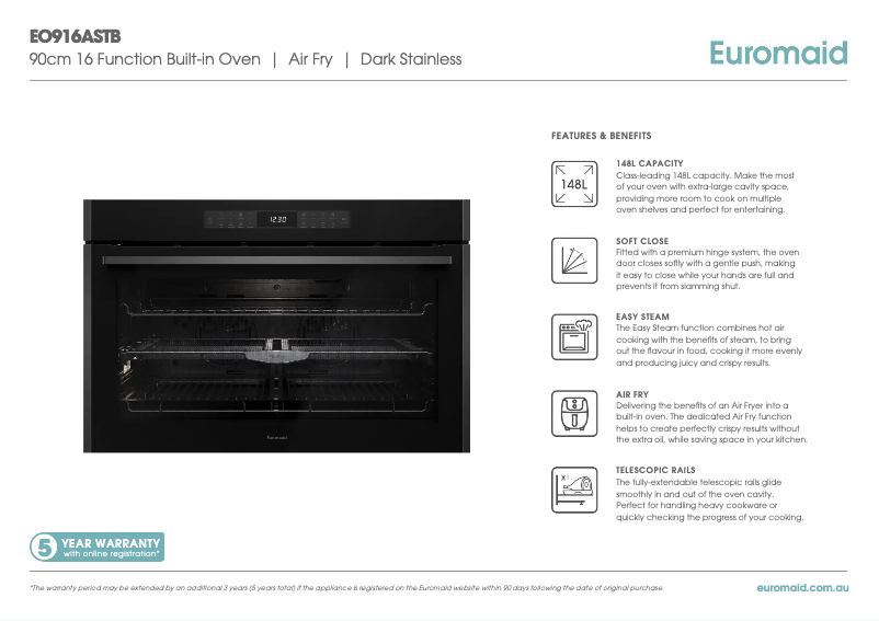 Página 1 del manual Ficha técnica Euromaid EO916ASTB