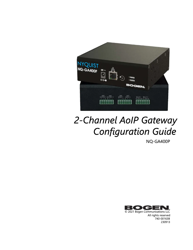 Page n°1 - Manuel utilisateur Bogen Nyquist NQ-GA400P
