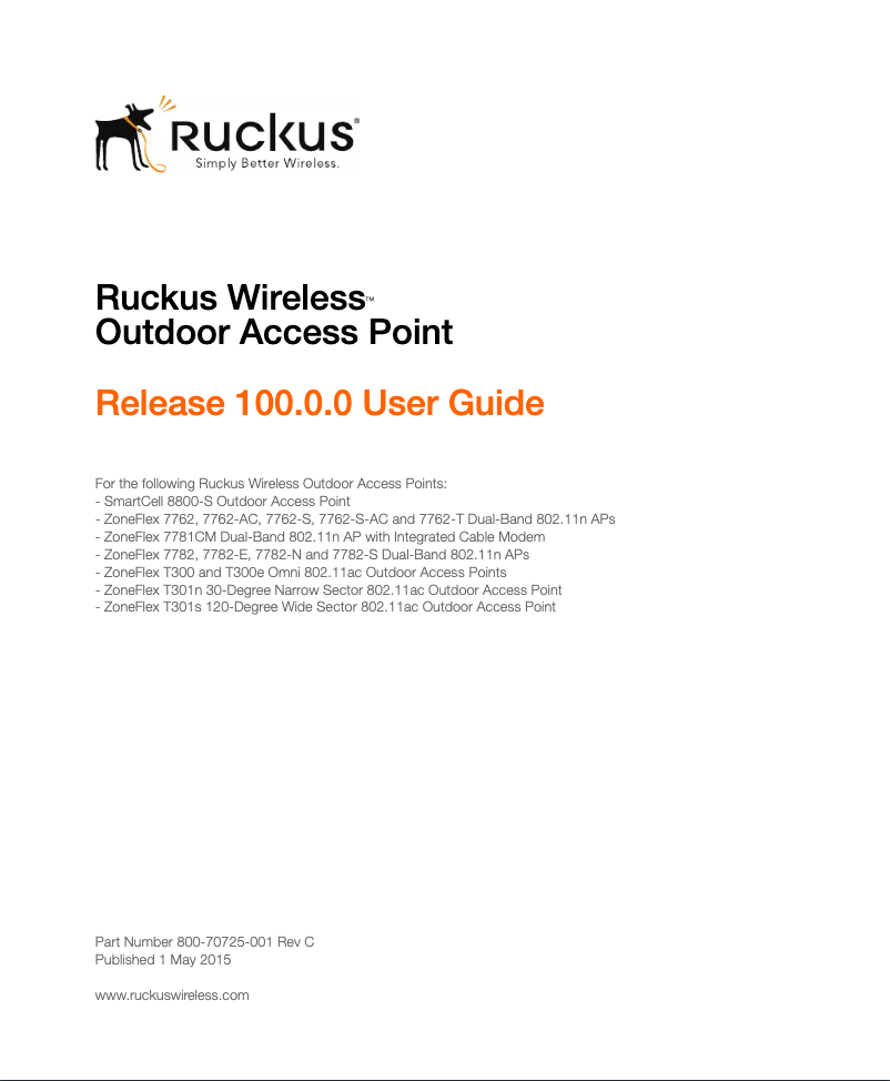 Page 1 de la notice Manuel utilisateur Ruckus Wireless ZoneFlex 7782