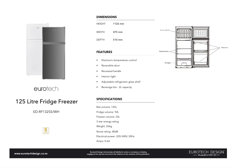 Page n°1 - Fiche technique Eurotech ED-RF132WH
