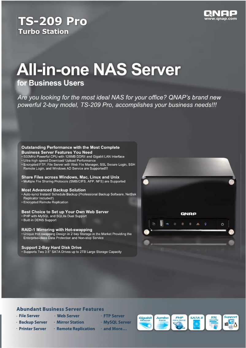 Image de la première page du manuel de l'appareil TS-209 Pro