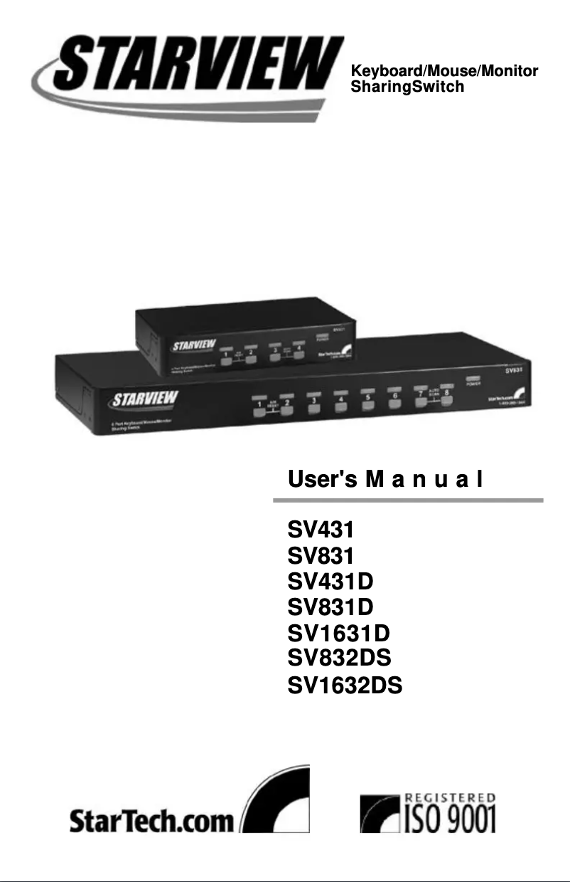 Page n°1 - Manuel utilisateur StarTech.com StarView SV431
