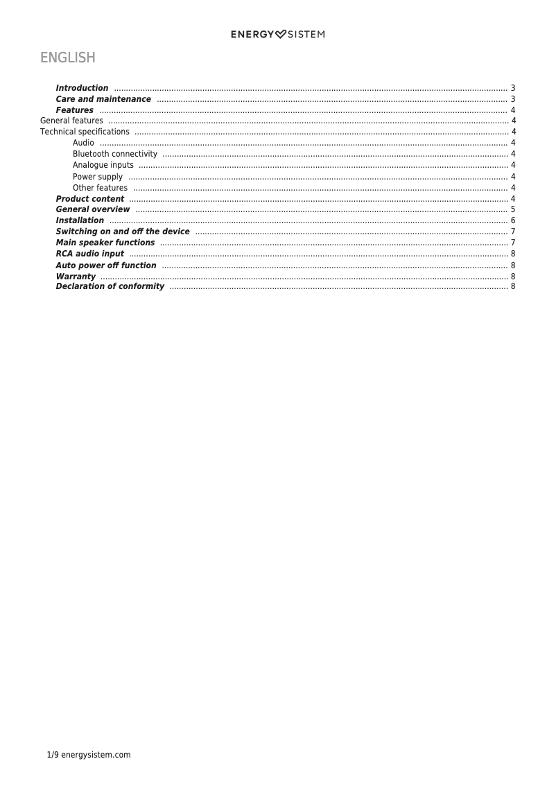 Page n°1 - Manuel utilisateur Energy Sistem Studio Monitor 2 Bluetooth