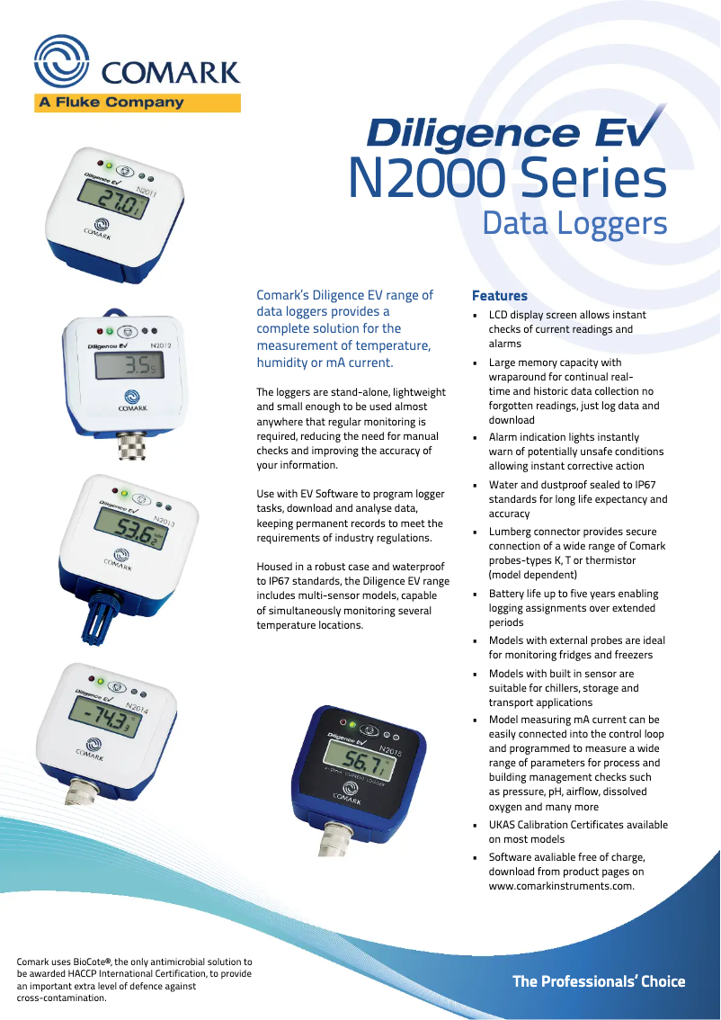 Página 1 del manual Ficha técnica Comark Diligence EV N2000CRU