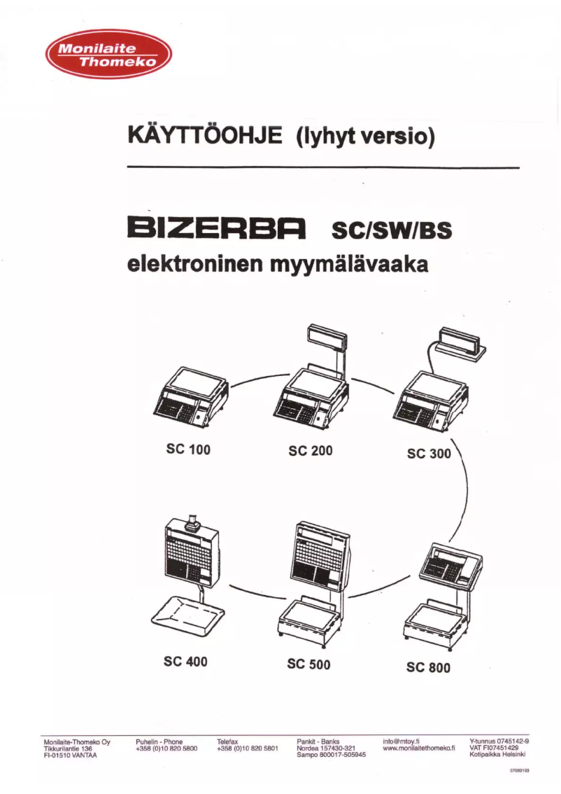 Page n°1 - Manuel utilisateur Bizerba SC 800