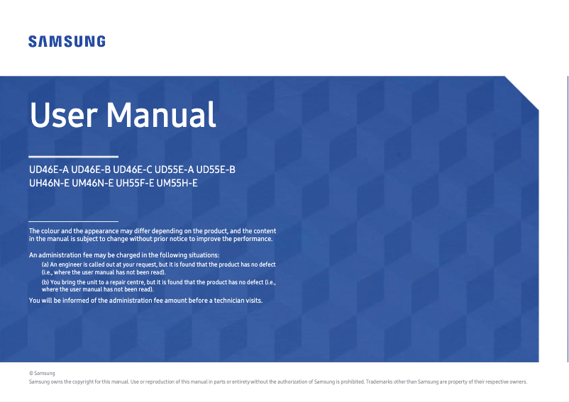 Page n°1 - Manuel utilisateur Samsung LH55UHFHLBB