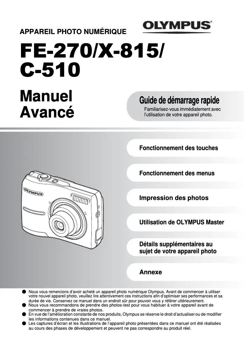 Imagen de la primera página del manual del dispositivo FE-270
