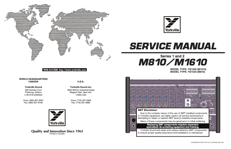 Page n°1 - Manuel utilisateur Yorkville M1610