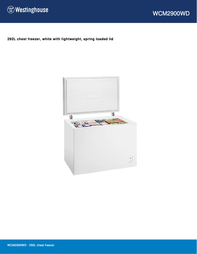 Page n°1 - Fiche technique Westinghouse WCM2900WD