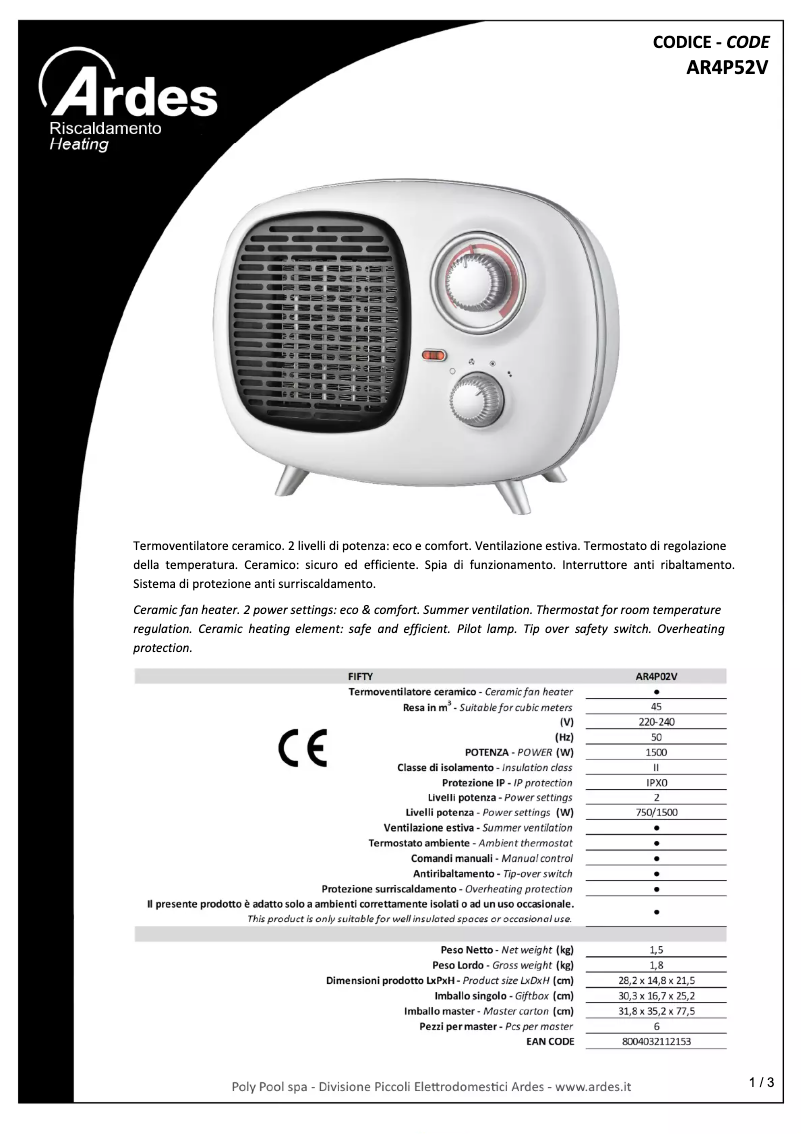 Image de la première page du manuel de l'appareil AR4P02V