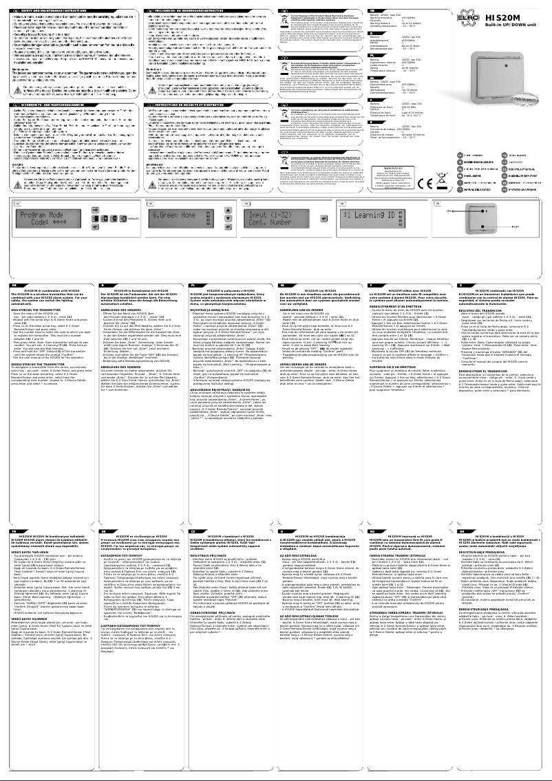 Page n°1 - Manuel utilisateur Elro HIS20M