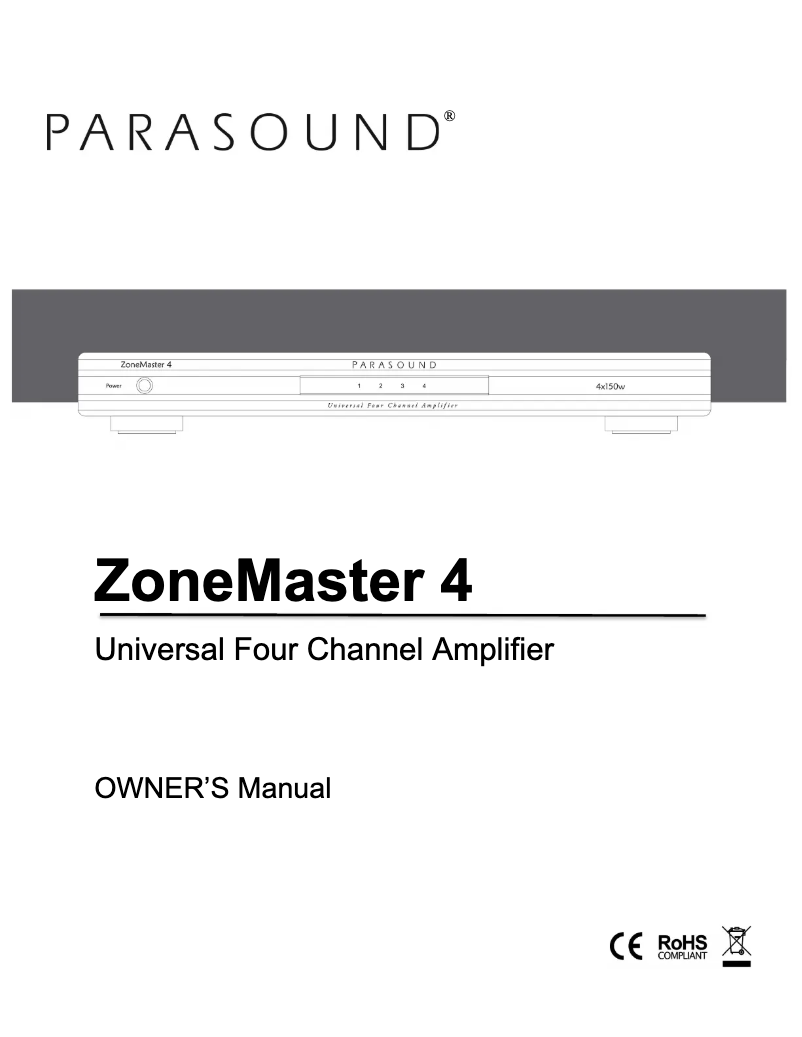 Page 1 de la notice Manuel utilisateur Parasound ZoneMaster 4