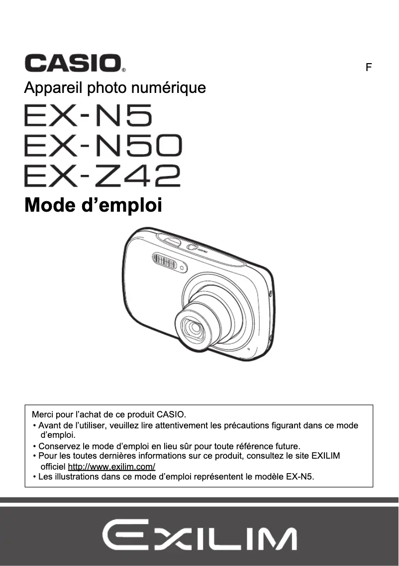 Page n°1 - Manuel utilisateur Casio Exilim EX-N5