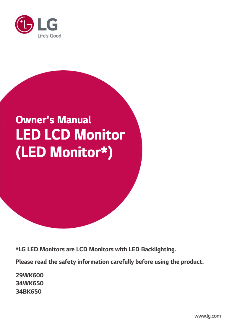 Page 1 de la notice Manuel utilisateur LG 34BK650-W