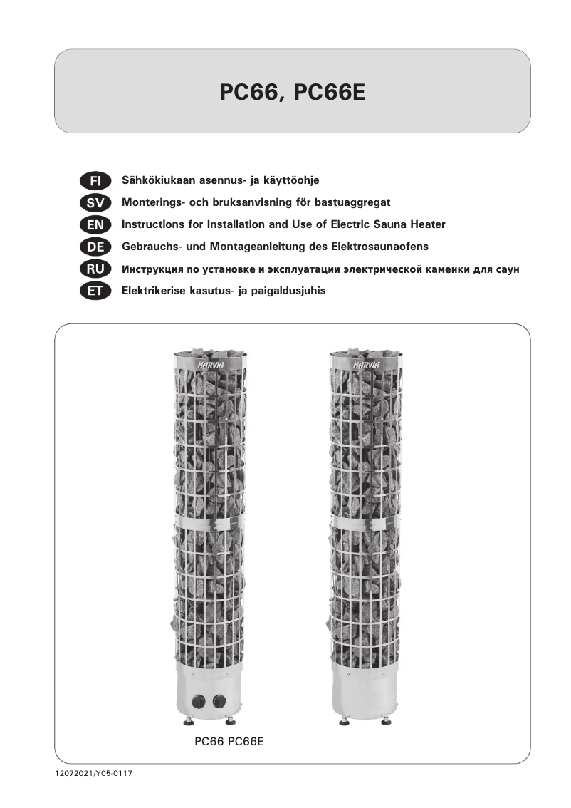 Page n°1 - Manuel utilisateur Harvia Cilindro PC66E HPCE66400M