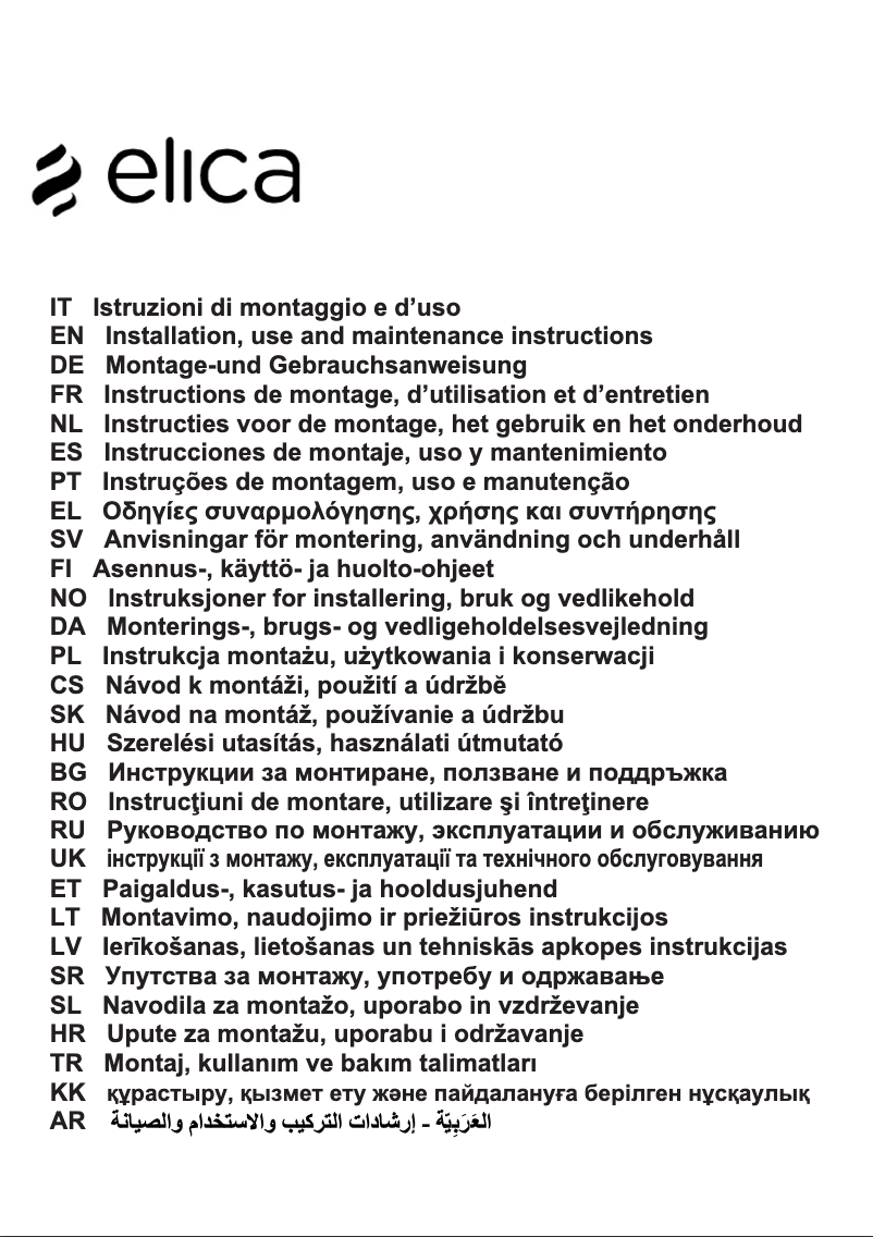 Page n°1 - Manuel utilisateur Elica Pandora PRF0120979