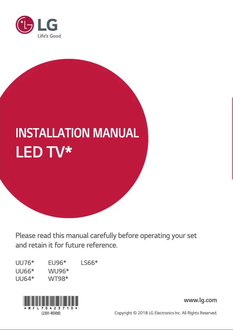 Page 1 de la notice Manuel utilisateur LG 43UU662H