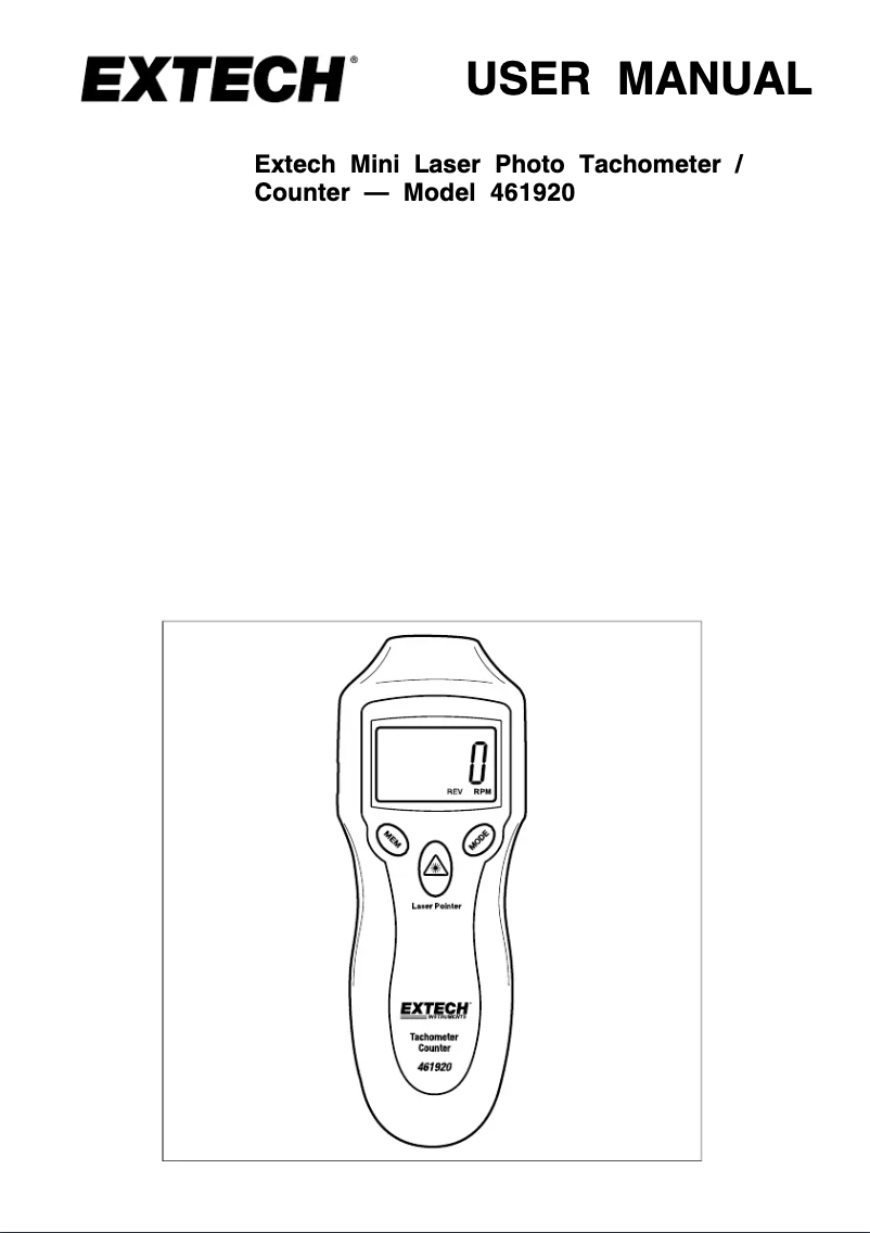 Page n°1 - Manuel utilisateur Extech 461920