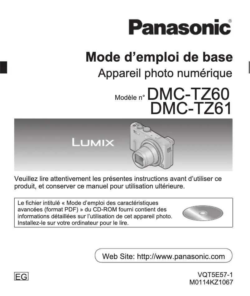 Image de la première page du manuel de l'appareil Lumix DMC-TZ61