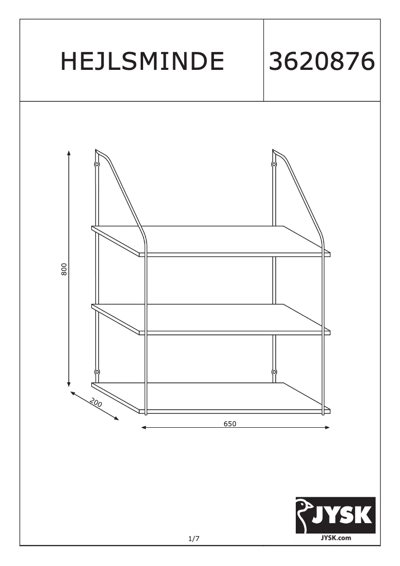 Page n°1 - Manuel utilisateur JYSK Hejlsminde (65x80x20)