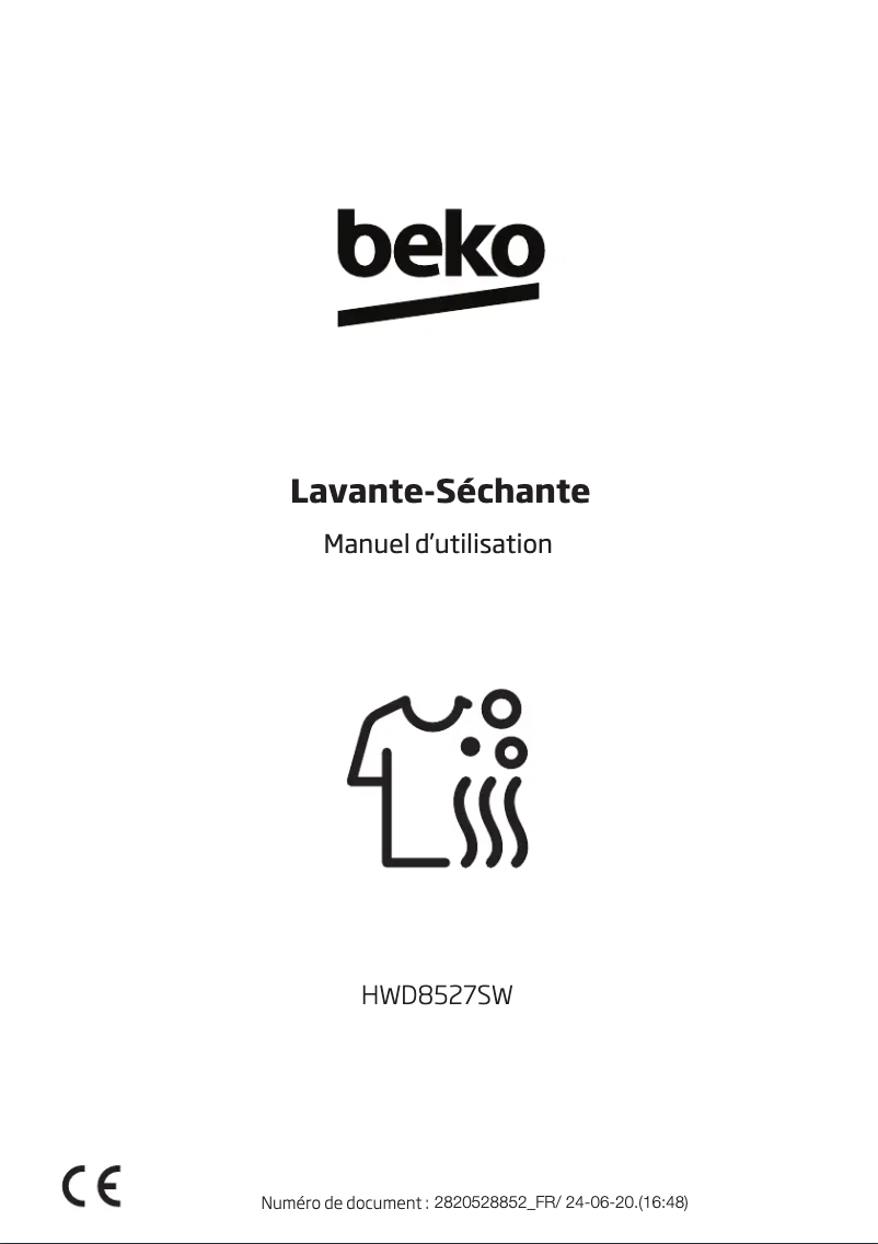Page 1 de la notice Manuel utilisateur Beko HWD8527SW