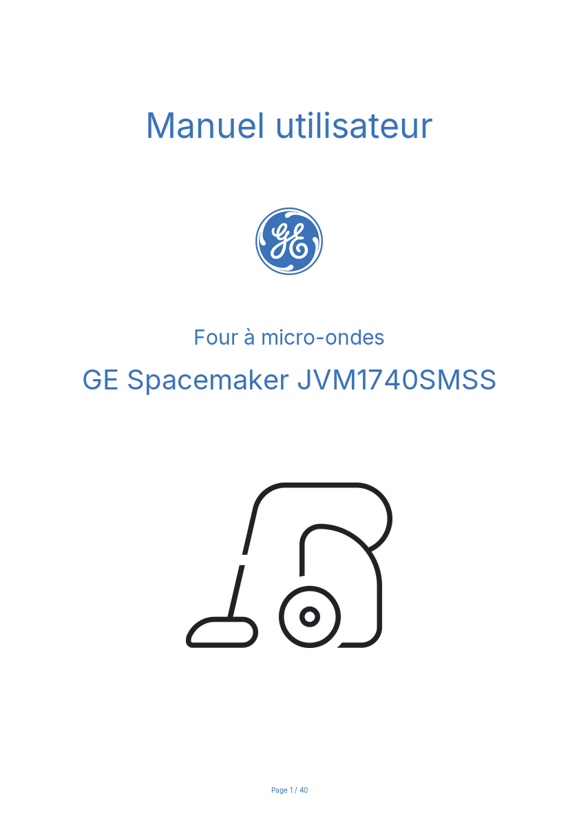 Image de la première page du manuel de l'appareil Spacemaker JVM1740SMSS