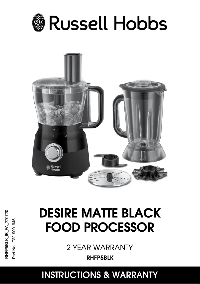 Page 1 de la notice Manuel utilisateur Russell Hobbs Desire RHFP5BLK