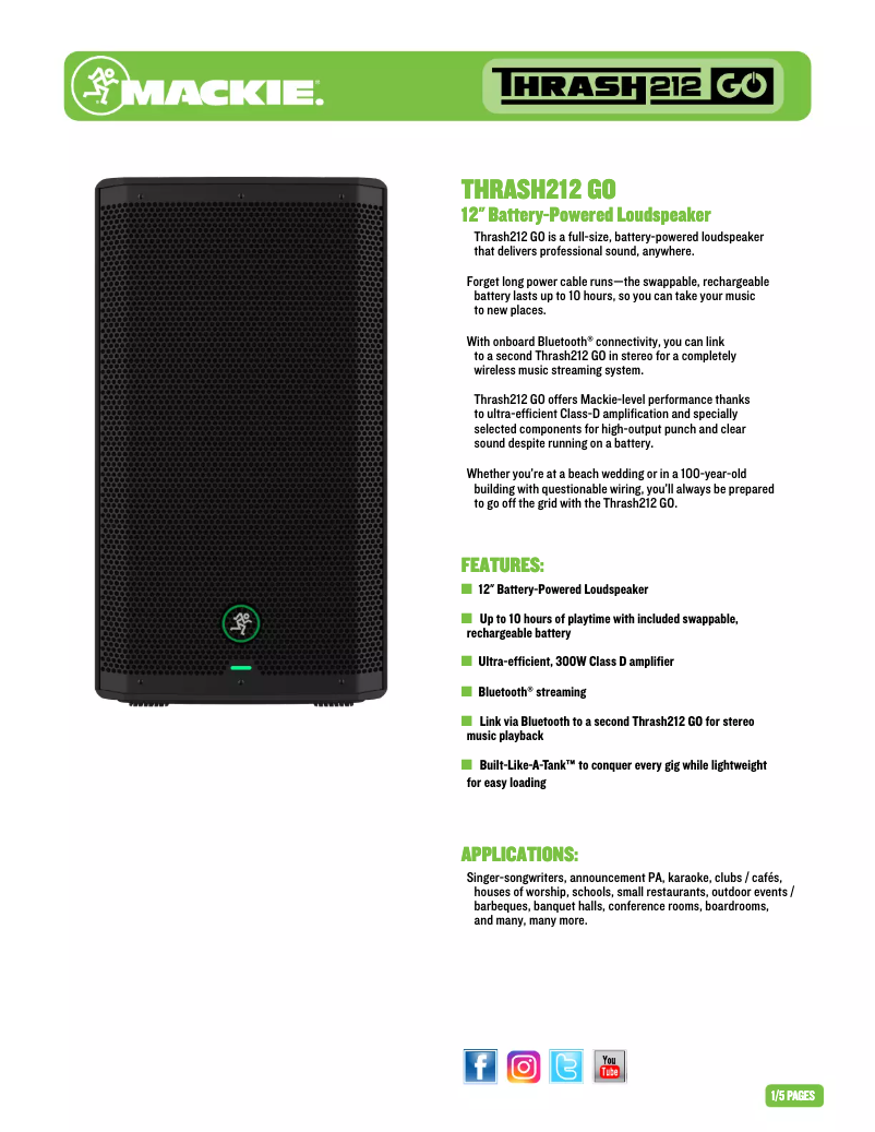 Página 1 del manual Ficha técnica Mackie Thrash212 GO