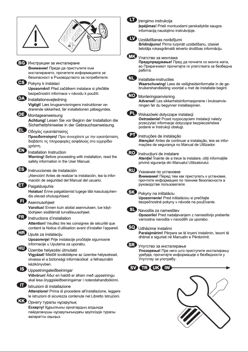 Page n°1 - Guide d'installation Electrolux MEW7W361XP