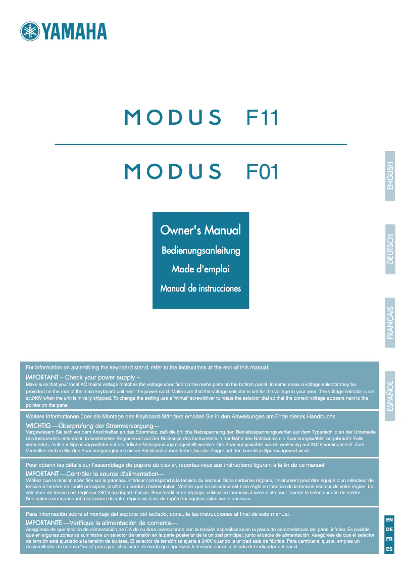 Image de la première page du manuel de l'appareil Modus F01