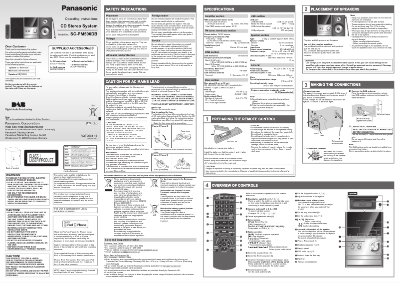 Page n°1 - Manuel utilisateur Panasonic SC-PM500DB