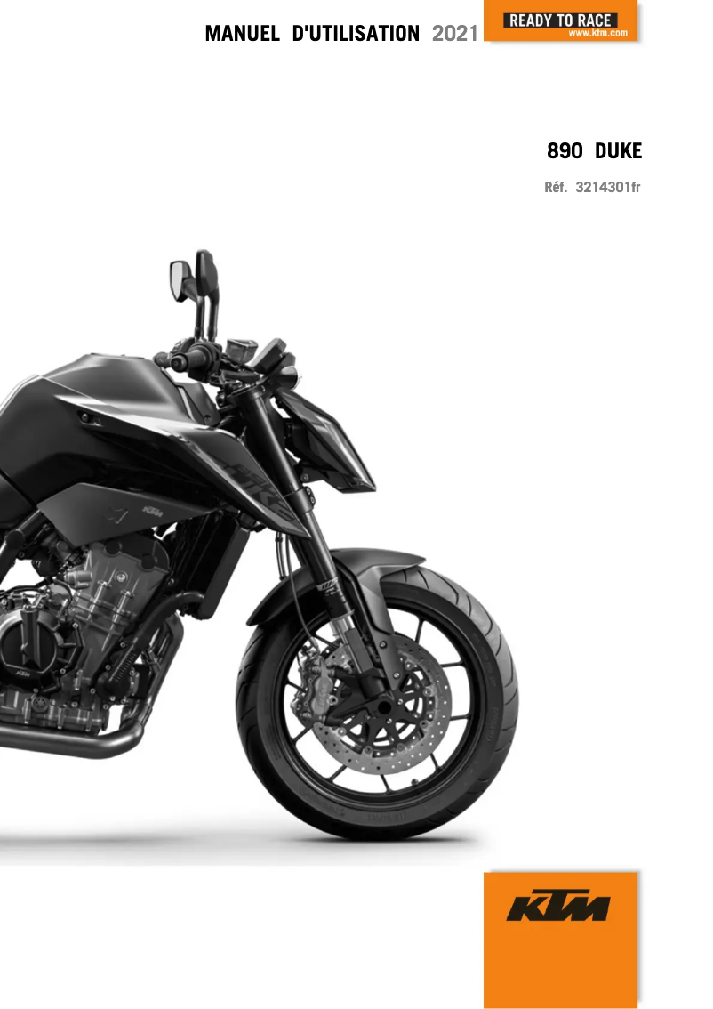 Page 1 de la notice Manuel utilisateur KTM 890 Duke (2021)