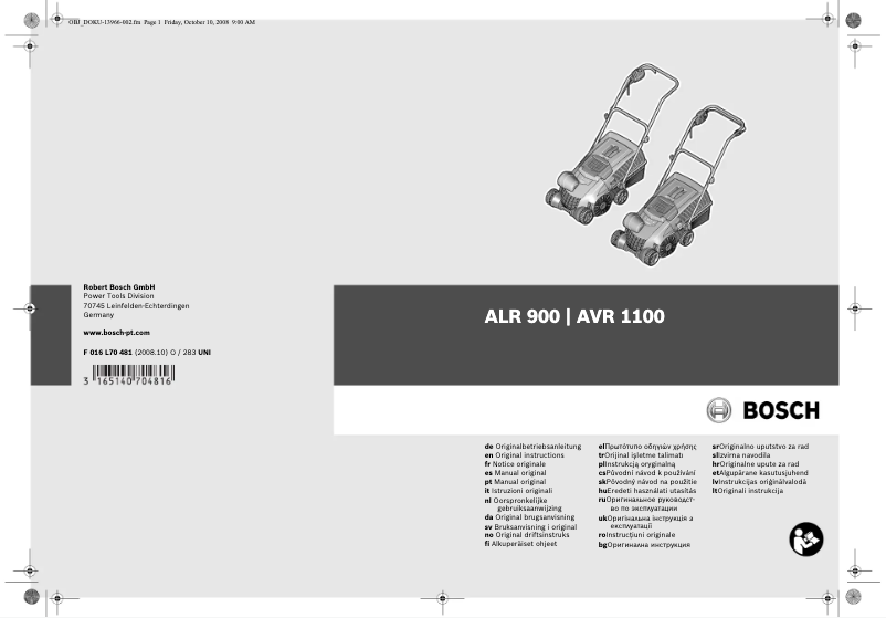 Page n°1 - Manuel utilisateur Bosch AVR 1100