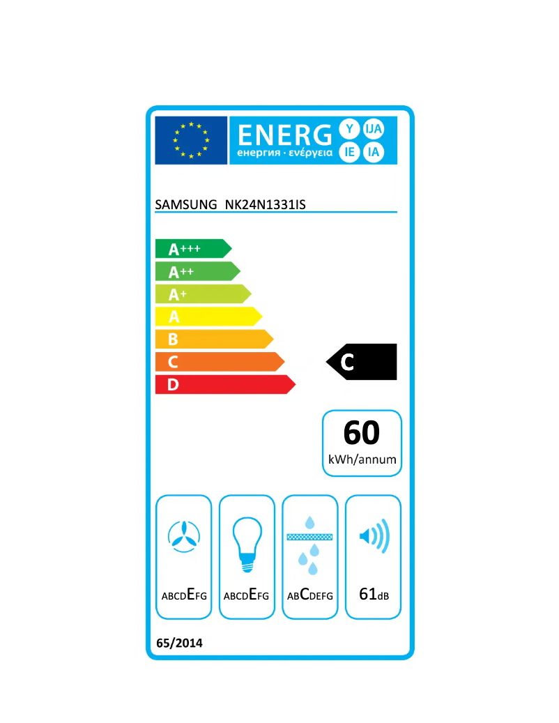 Page n°1 - Label énergétique Samsung NK24N1331IS
