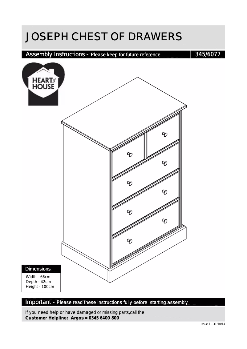 Page 1 de la notice Manuel utilisateur Heart of House Joseph