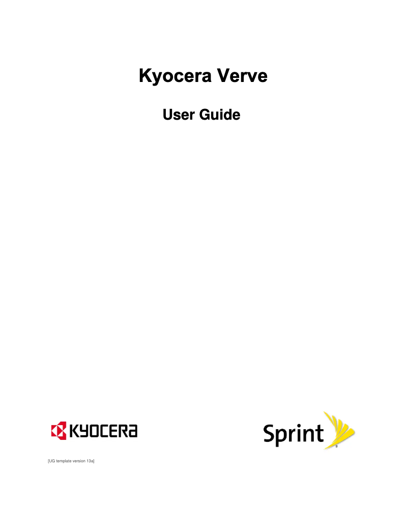 Page n°1 - Manuel utilisateur Kyocera Verve S3150