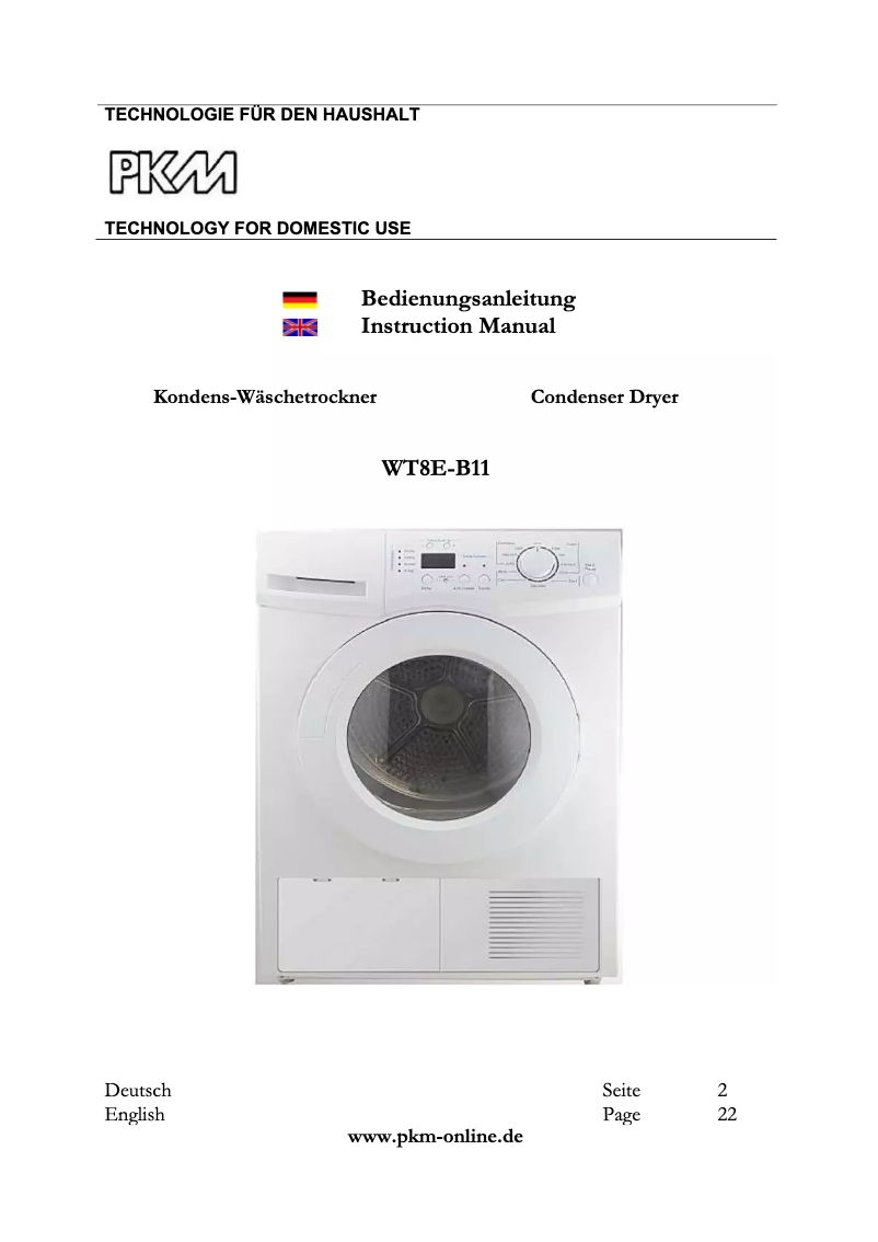 Página 1 del manual Manual de usuario PKM WT8E-B11