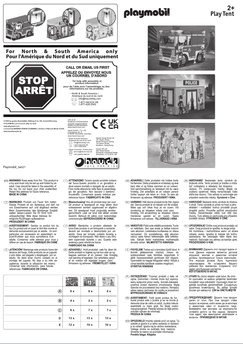 Page n°1 - Manuel utilisateur Hauck Playmobil Tent