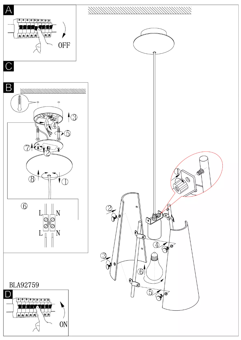 Page 1 de la notice Manuel utilisateur Eglo Briona