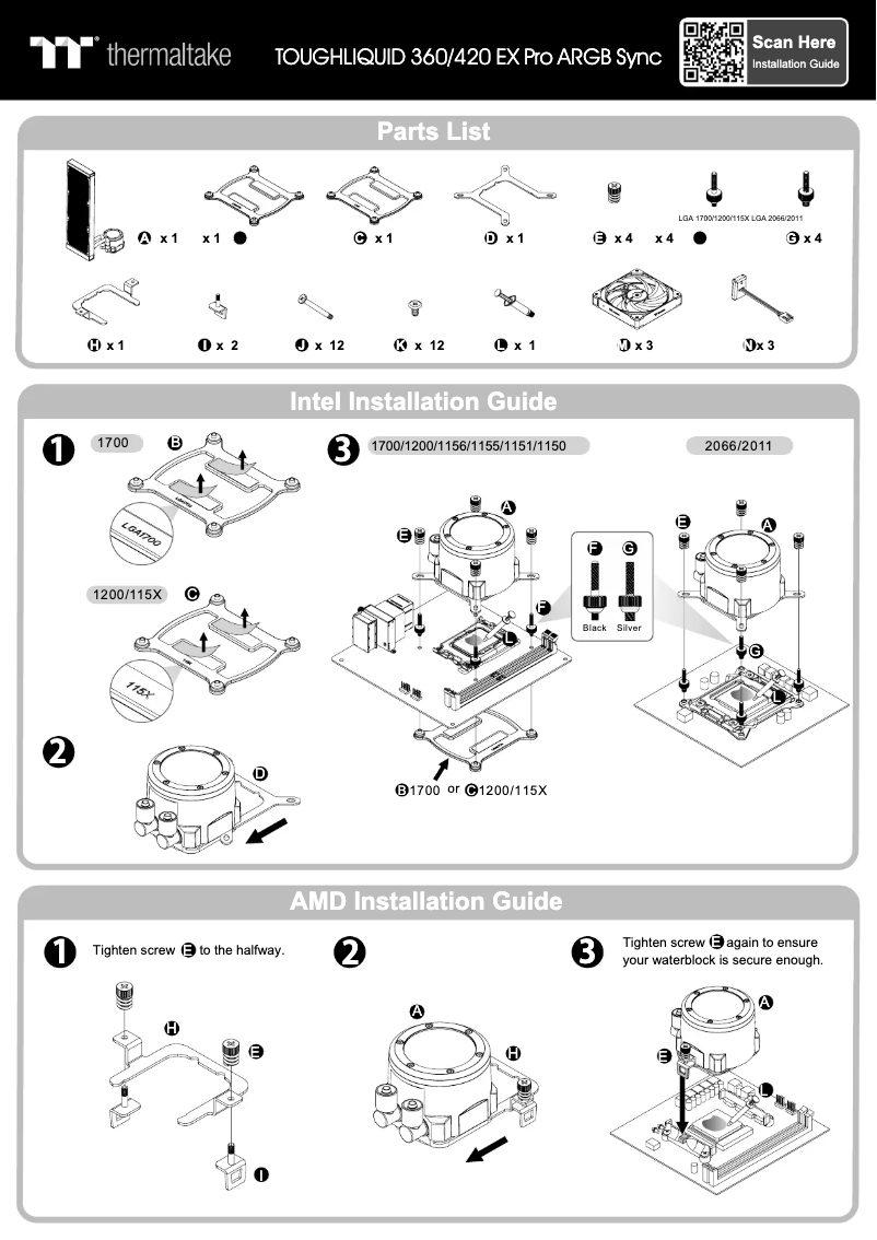 Page 1 de la notice Manuel utilisateur Thermaltake TOUGHLIQUID 420 EX Pro