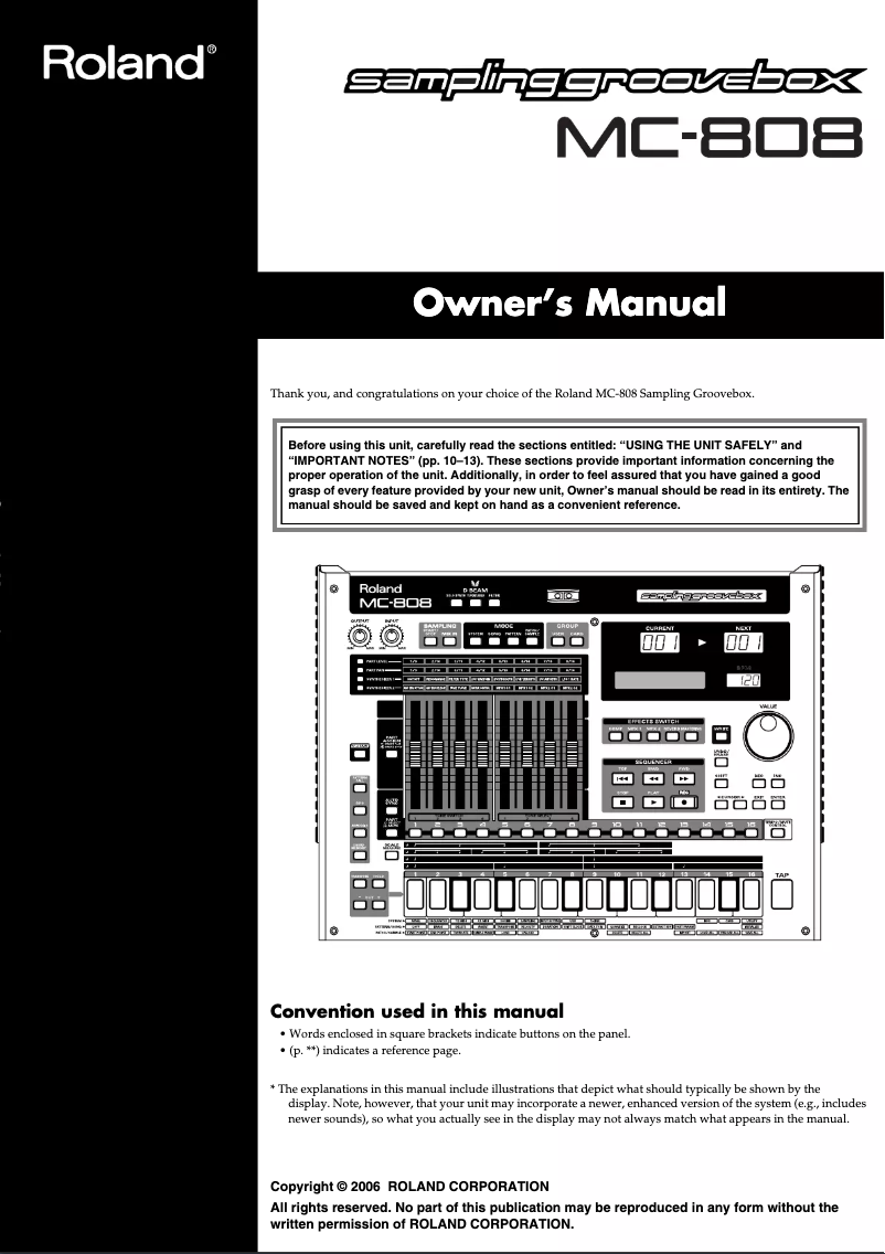 Page n°1 - Manuel utilisateur Roland MC-808