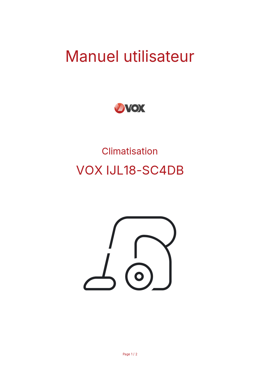 Page n°1 - Manuel utilisateur VOX IJL18-SC4DB
