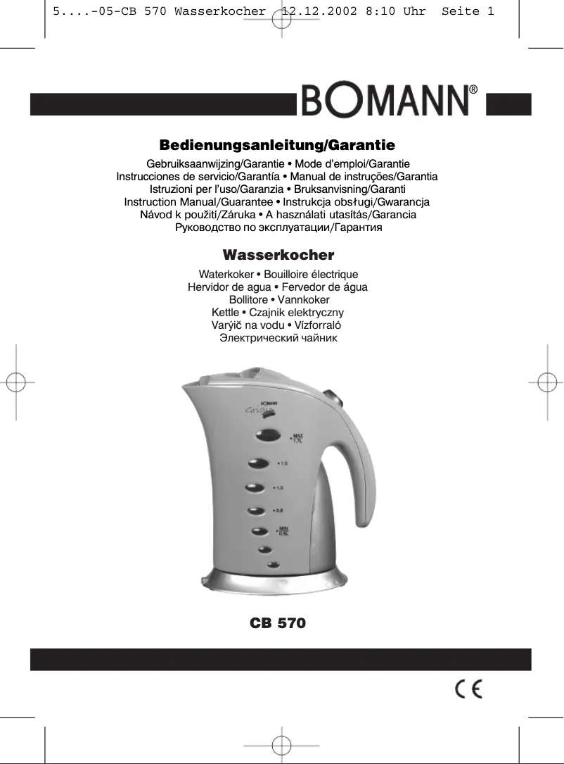 Page n°1 - Manuel utilisateur Bomann CB 570