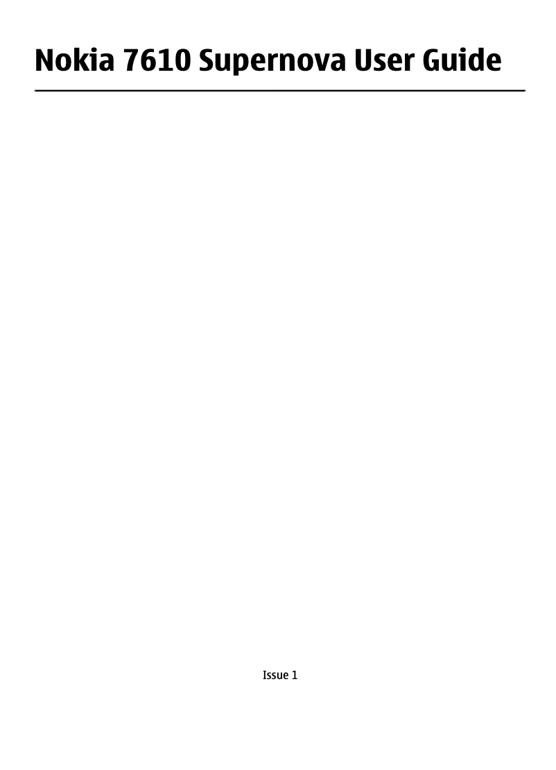 Page n°1 - Manuel utilisateur Nokia 7610 Supernova