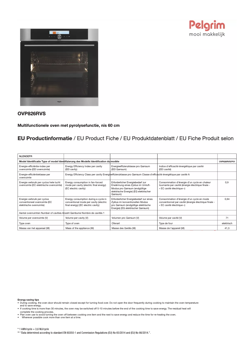 Imagen de la primera página del manual del dispositivo OVP826RVS