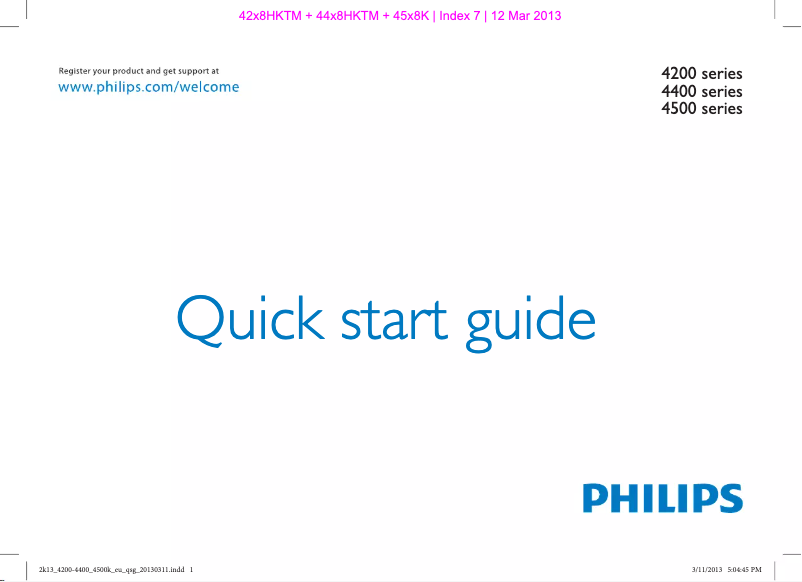 Page n°1 - Guide de démarrage rapide Philips 46PFL4208H