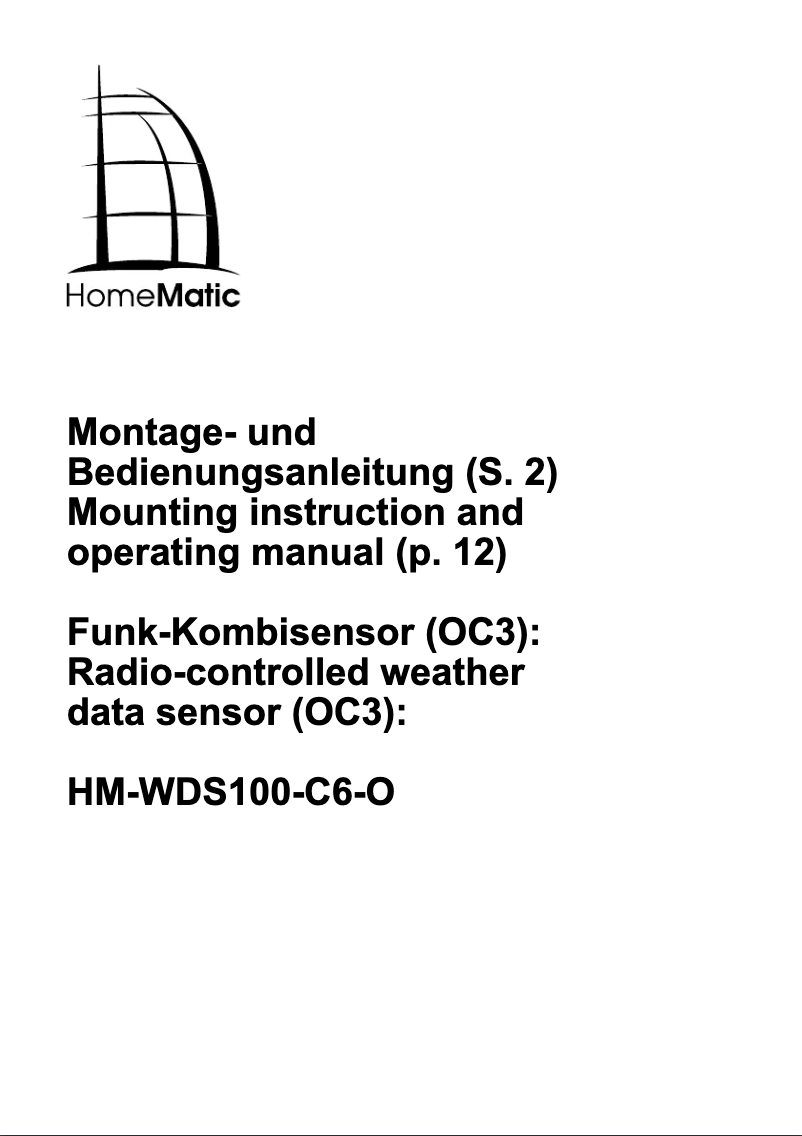 Page n°1 - Manuel utilisateur eQ-3 OC 3